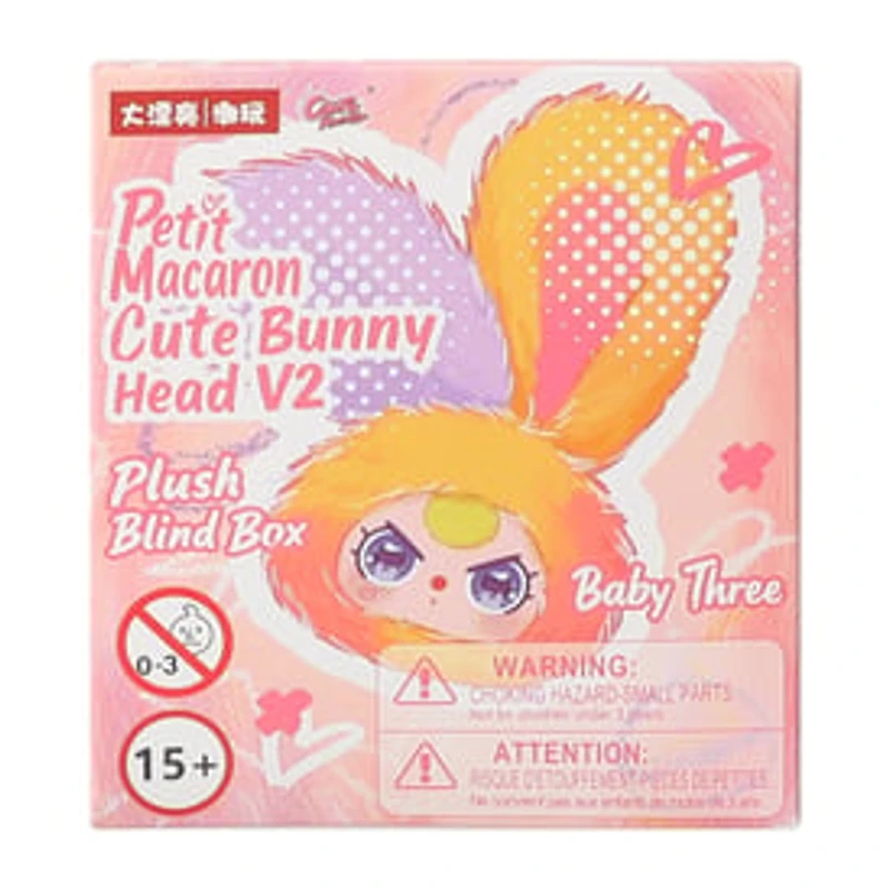 Baby Three Petit Macaron Cute Bunny Head V2 Plush Blind Box (Styles May Vary)
