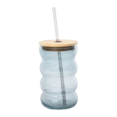 Glass Bubble Tumbler With Bamboo Lid 20oz