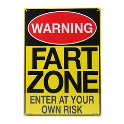 'Warning: Fart Zone' Metal Sign 8.25in x 11.5in