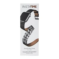 Faux Leather & Chain Double Wrap Strap For Apple Watch®