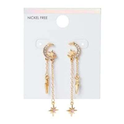 Gold Moon Chain Earrings