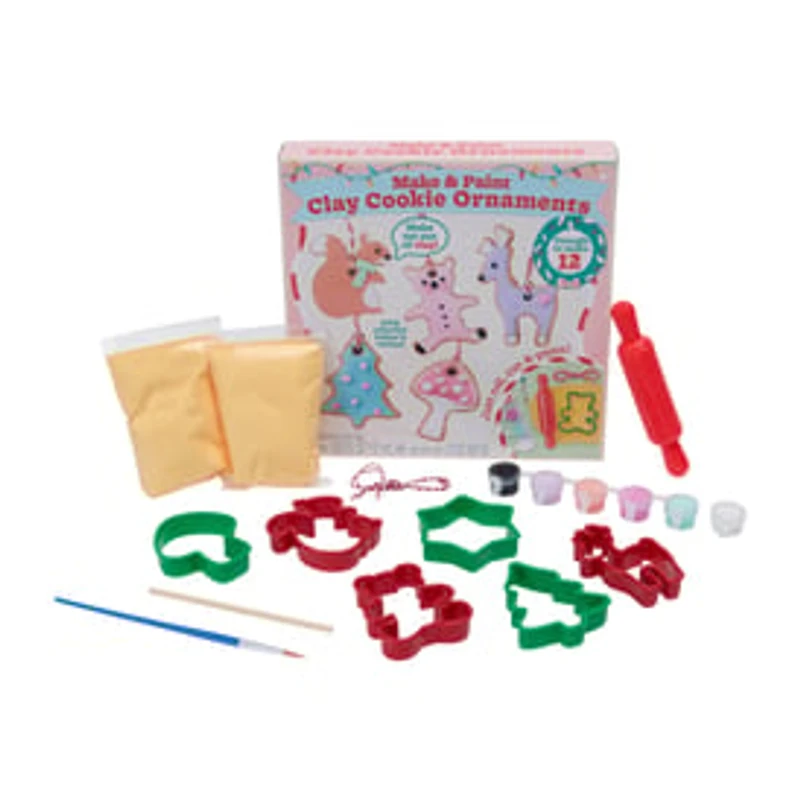Make & Paint Clay Cookie Ornaments 12-Pack Set