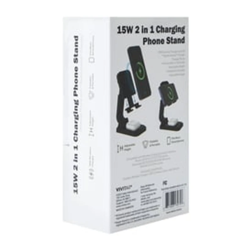 15W 2-In-1 Charging Phone Stand