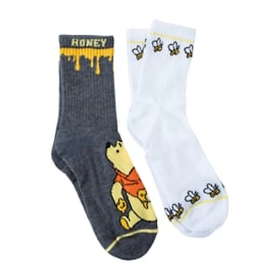 Juniors Disney Winnie The Pooh Mid-Crews Socks 2-Pairs