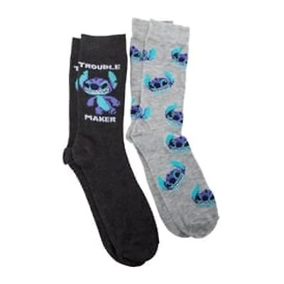 Disney Stitch Mens Crew Socks 2-Pack