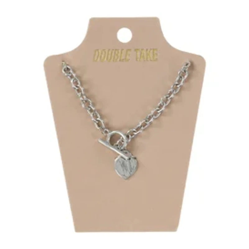 Double Take Silver Heart Necklace