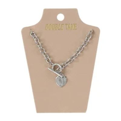 Double Take Silver Heart Necklace