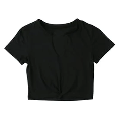 Black V-Neck Active Top With Front Knot