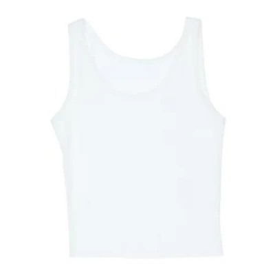 Juniors White Ribbed Tank Top