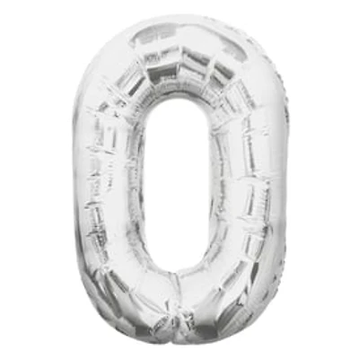 INFLATED Giant Silver Foil Number Balloon 34in