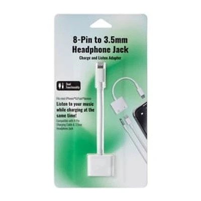 Headphone Jack 8-Pin To 3.5mm Charge & Listen Adapter