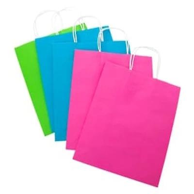 Large Neon Kraft Gift Bags 5-Pack 12.75in x 10.45in