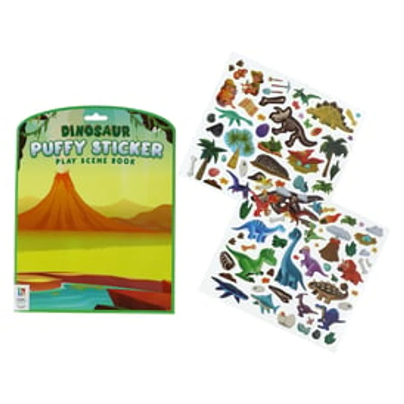 Dinosaur Puffy Sticker Play Scene Book 100-Stickers