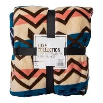 Reversible Plaid Sherpa Blanket 50in x 60in