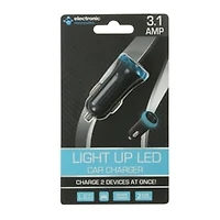 LED Light-Up Car Charger w/ 2 USB Ports