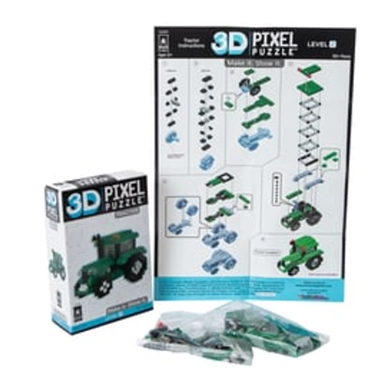 3D Pixel Puzzle™ Tractor 192-Pieces