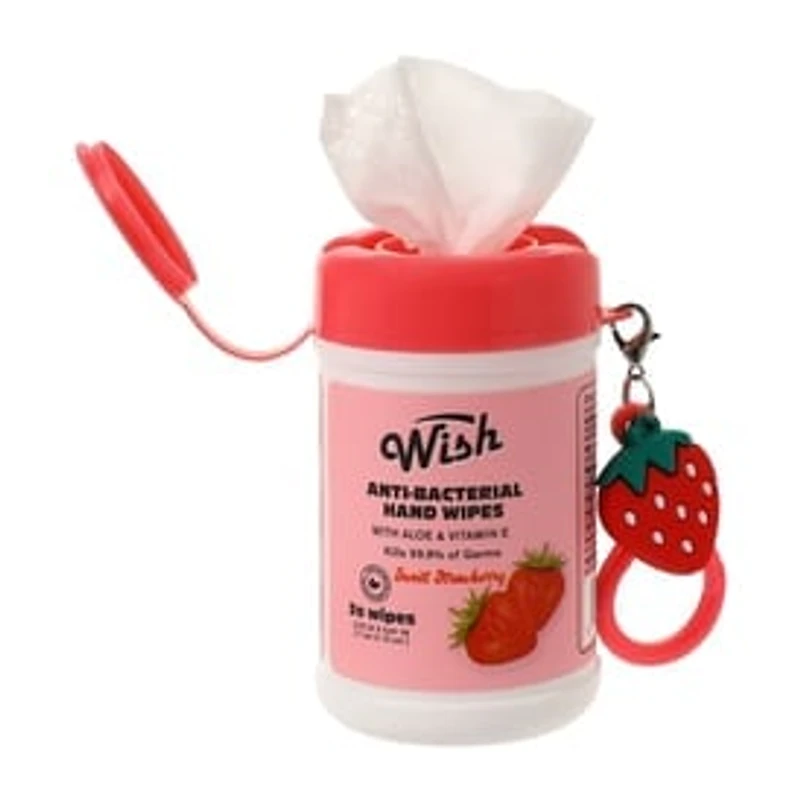 Wish Sweet Strawberry Anti-Bacterial Hand Wipes 20-Pack