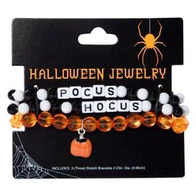 Halloween Bead Bracelets 3-Piece Set