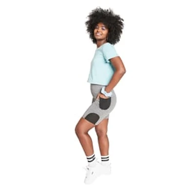 Series-8 Fitness Gray Mesh Bike Shorts With Pockets