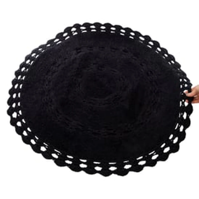 Cotton Crochet Round Rug 32in