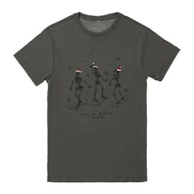 Skateboarding Santa Skeleton Graphic Tee