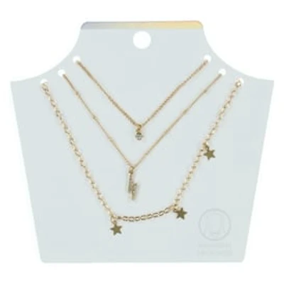 Star & Lightning Gold Layering Necklaces 3-Count Set