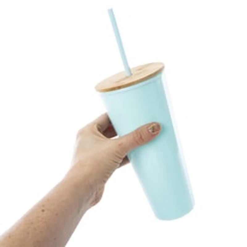 Faceted Tumbler With Bamboo Lid 24oz