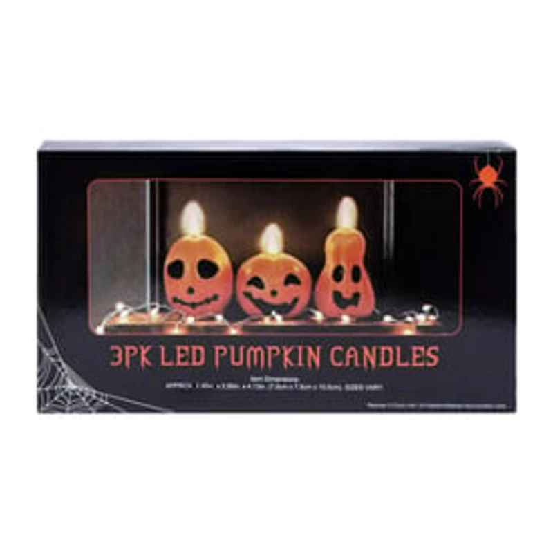 Halloween LED Pumpkin Candles 3-Pack