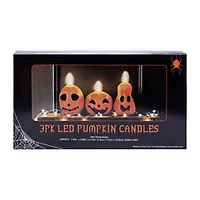 Halloween LED Pumpkin Candles 3-Pack