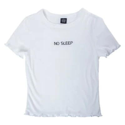 Juniors Embroidered ‘No Sleep’ Lounge Top With Lettuce Hem - Xl