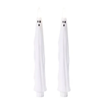 LED Ghost Tapered Candles 2-Pack