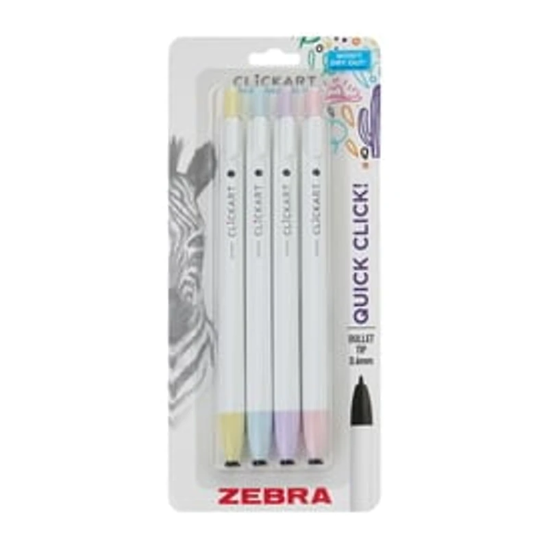 Zebra Clickart Retractable Felt Tip Pen 4-Pack