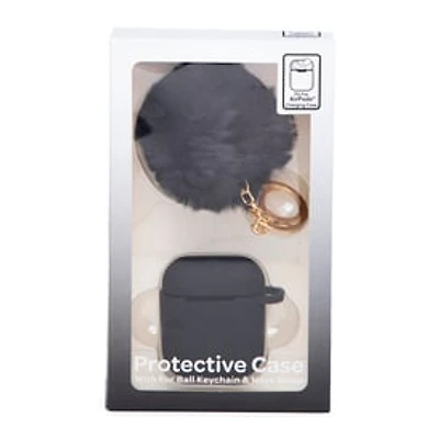 Protective Case For Apple Airpods® w/ Faux Fur Pom & Keychain