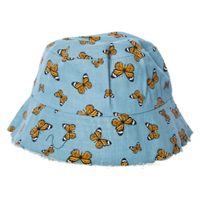 Printed Frayed Edge Bucket Hat