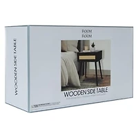 Wooden Side Table With Rattan Cane Accent 20in x 13.58in