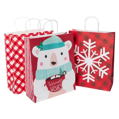 3-Count Extra Large Holiday Gift Bags 15in x 12in