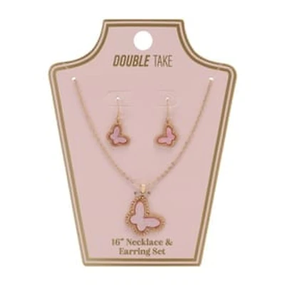 Butterfly Necklace & Earring Set 16in