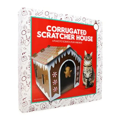 Holiday Gingerbread Cat House Cardboard Cat Scratcher 15.25in