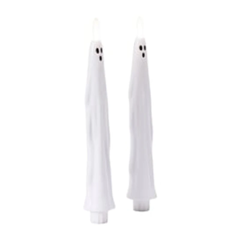 LED Ghost Tapered Candles 2-Pack