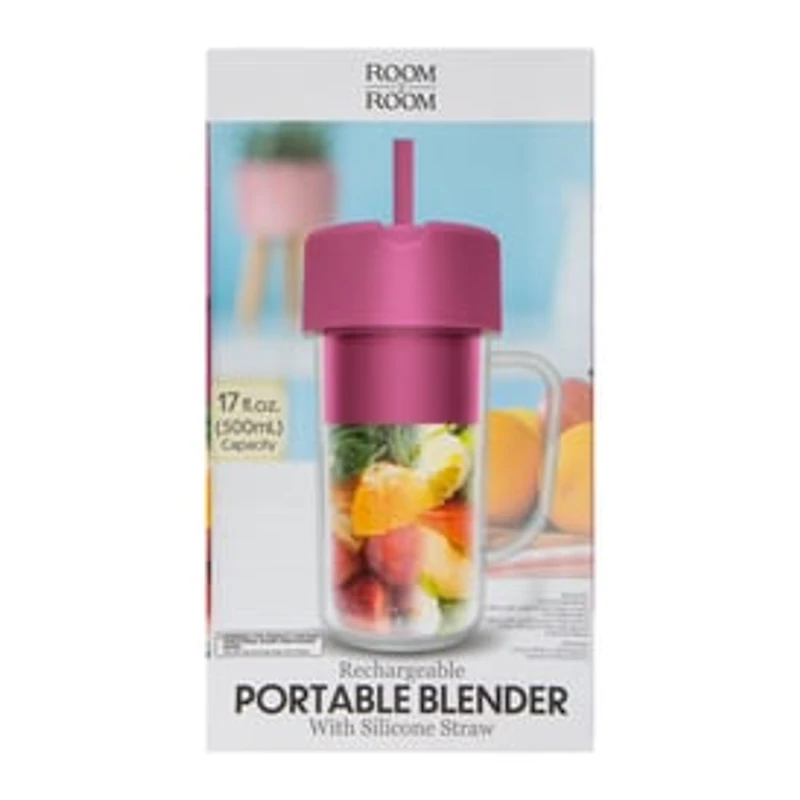 Rechargeable Portable Blender With Handle & Silicone Straw 17oz