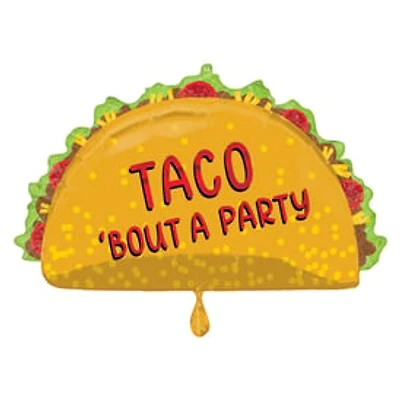 INFLATED 'Taco 'Bout A Party' Taco Shaped Balloon 28in