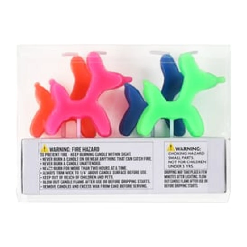 Birthday Pick Candles Balloon Dogs 4-Pack