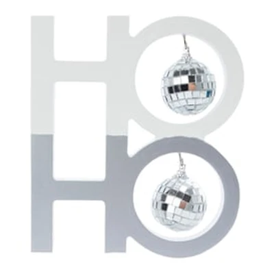 Ho Ho Ho' Disco Ball Wood Tabletop Sign 10.14in
