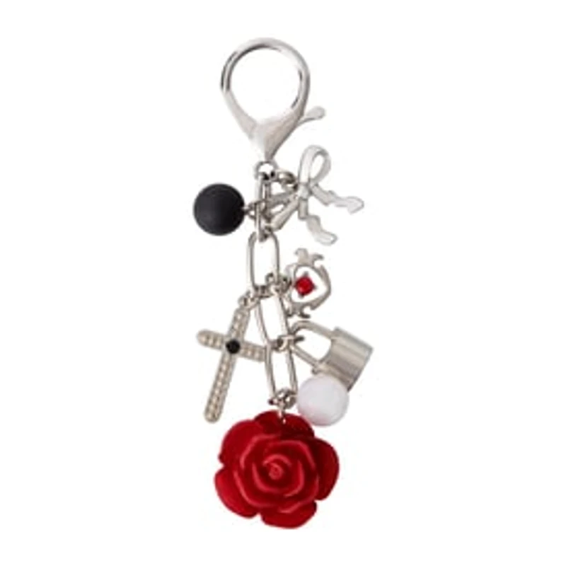 Charmed Goth Rose Cluster Key Ring