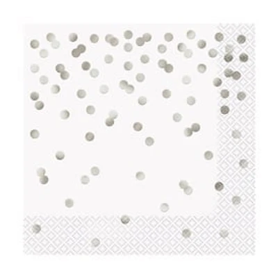 Silver Dots Paper Napkins 16-Count