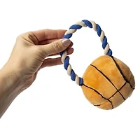 Sports Ball Plush & Rope Dog Squeaker Toy