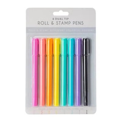 Roll & Stamp Dual-Tip Pens 8-Count