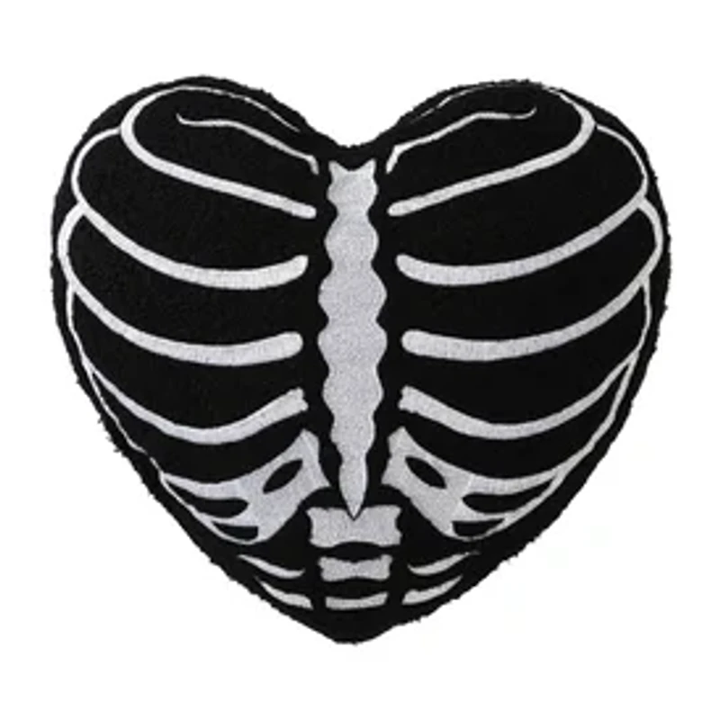 Halloween Skeleton Rib Heart Pillow