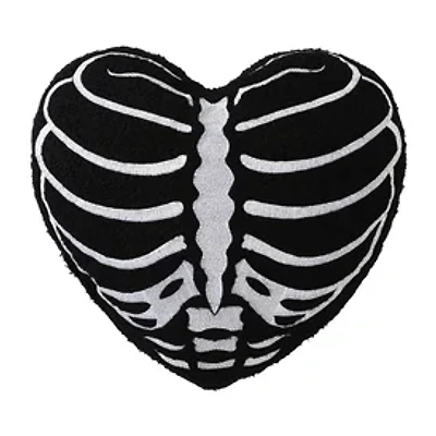Halloween Skeleton Rib Heart Pillow