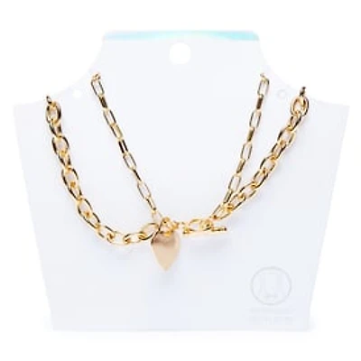 Gold Chunky Heart Clasp Layer Necklaces 2-Piece Set